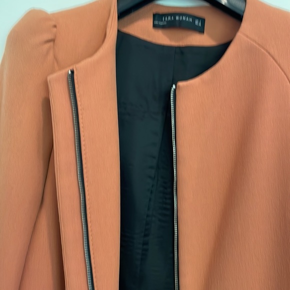 Zara Peach Puff Sleeve Swing Coat - Picture 4 of 9